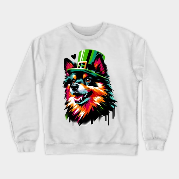 Schipperke Dog Enjoys a Festive Saint Patrick's Day Crewneck Sweatshirt by ArtRUs